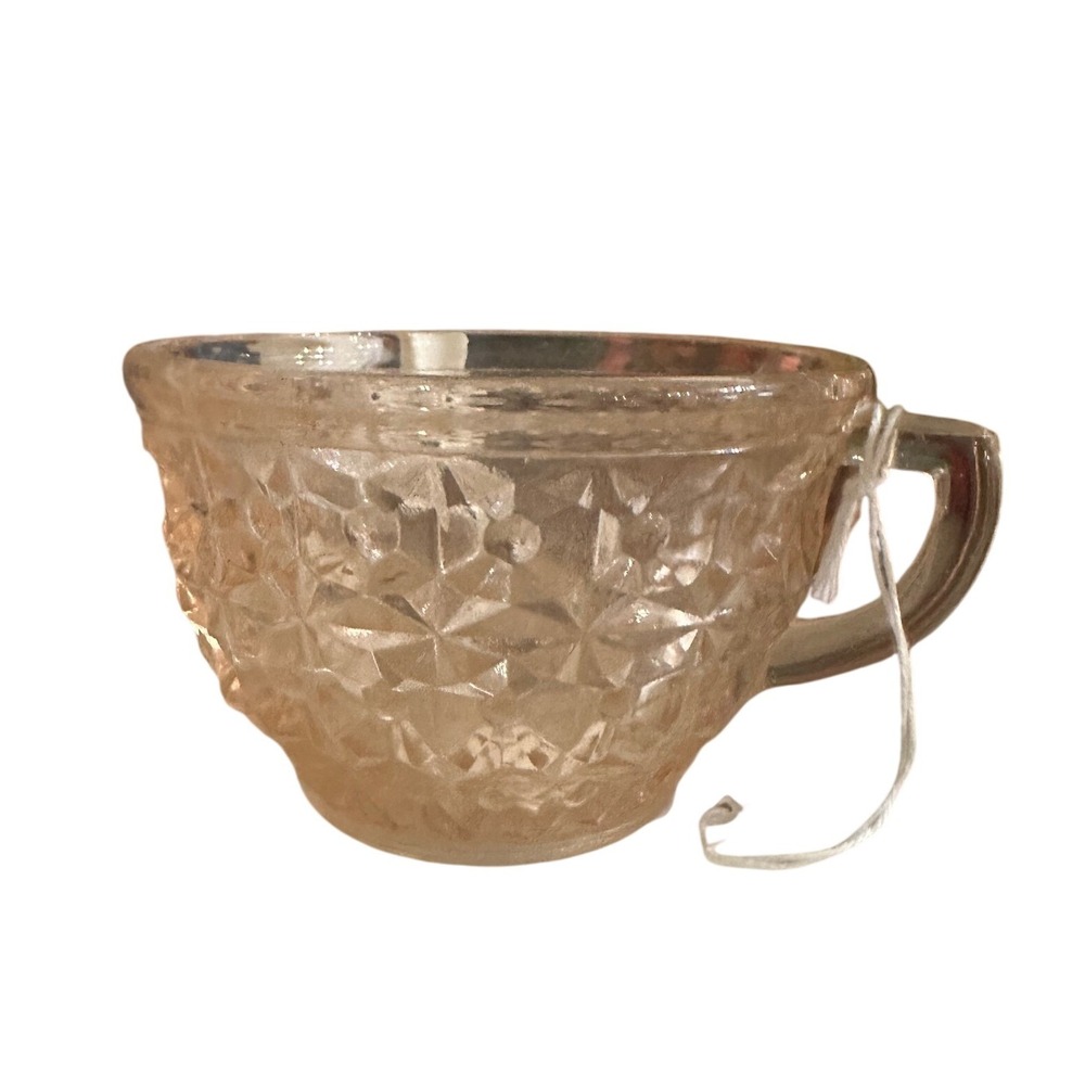 Jeannette Glass Pink Depression‎ Glass Tea Cup Vintage Diamond Point